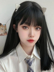 Sweet Lolita Wigs Medium Heat-resistant Fiber Black Lolita Accessories
