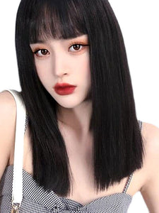 Sweet Lolita Wigs Medium Heat-resistant Fiber Black Lolita Accessories