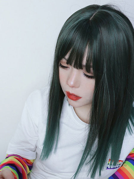 Sweet Lolita Wigs Medium Heat-resistant Fiber Dark Green Lolita Accessories