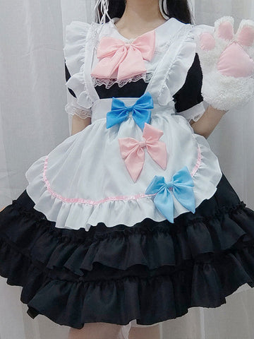 Sweet Maid Lolita Dress Polyester Short Sleeves Ruffles Lolita Dress