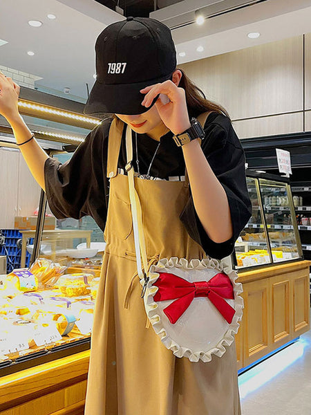 White Lolita Handbag Polyester Bows Ruffles Cross-body Bag Lolita Accessories