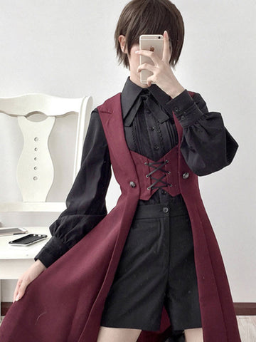 【HOT SALE】Prince Lolita Lace-up Long Vest