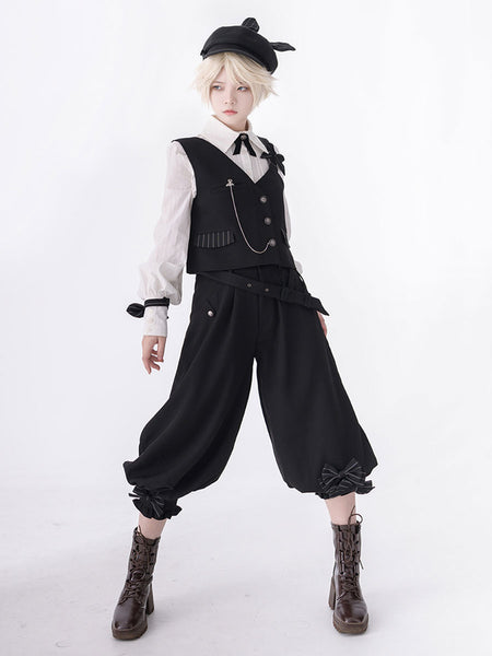 【Pre-sell】 Gothic Lolita Ouji Fashion Bows Long Sleeves Blouse Shirt