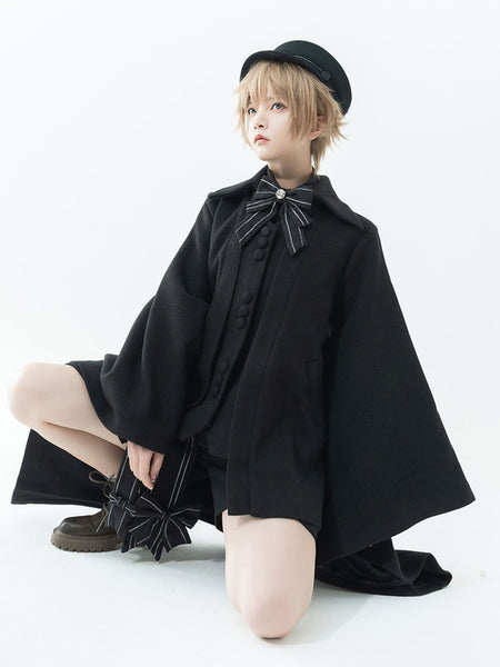 【Pre-sell】 Gothic Lolita Ouji Fashion Knight Of Rounds Black Handkerchief Hem Design Cloak