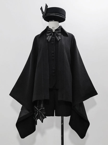 【Pre-sell】 Gothic Lolita Ouji Fashion Knight Of Rounds Black Handkerchief Hem Design Cloak