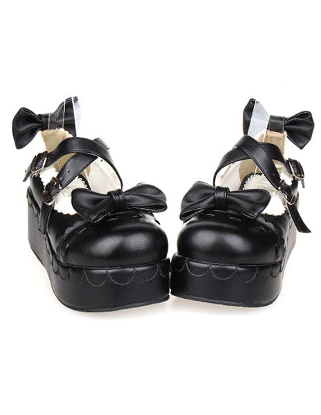 Bows Decor Platform Lolita Shoes