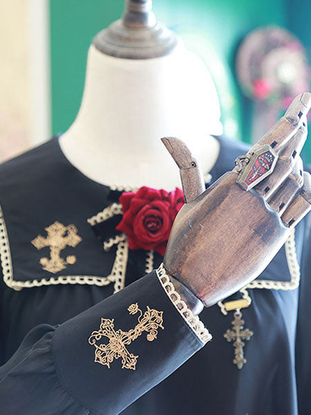 Sweet Lolita Brooches Rose Flower Bows Cross Pendant Stylish Lolita Accessories
