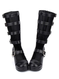 Gothic Lolita Boots Kitten Heel Platform Punk Style Buckle Boots With Buckle