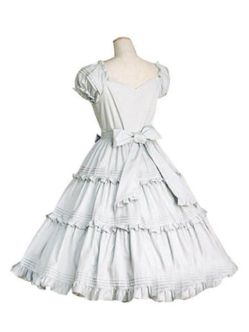 Sweet Lolita Dress OP White Cotton Short Sleeve Lolita One Piece Dress