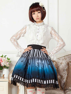 Sweet Lolita Skirt The Bat Under The Blue And White Moon Night SK Lolita Skirt