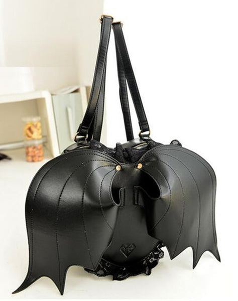 Gothic Lolita Handbag Bat Metal Details PU Black Lolita Accessory