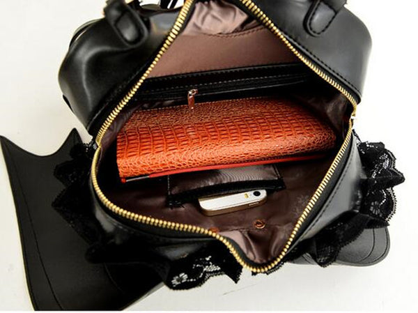 Gothic Lolita Handbag Bat Metal Details PU Black Lolita Accessory
