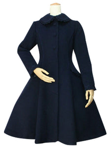 Sweet Lolita Coat Black Wool Turndown Collar Long Sleeve Slim Fit Detachable Lolita Cape Coat