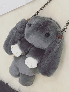 Lolita Bunny Bag Black Plush Rabbit Chain Handbag