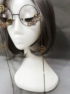 Vintage Lolita Glasses Steampunk Gear Chains Bronze Lolita Costume Accessories