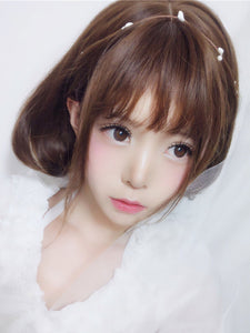 Bobs Lolita Wigs Harajuku Chocolate Short Straight Blunt Bangs Synthetic Hair Wigs