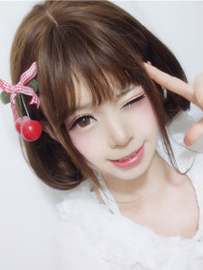 Bobs Lolita Wigs Harajuku Chocolate Short Straight Blunt Bangs Synthetic Hair Wigs