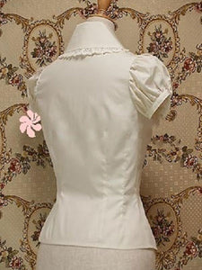 Classic Lolita Blouse Cotton Bowknot Ruffles White Lolita Top