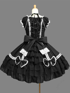 Rococo Lolita Dress OP White Short Sleeve Cotton Lolita One Piece Dress
