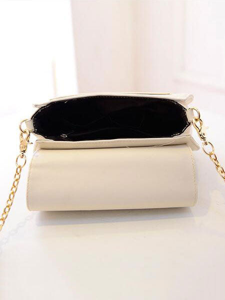 Sweet Lolita Handbag Two Tone Moon Embroidered PU White Lolita Accessory