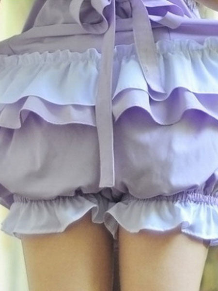Classic Lolita Trousers Ruffles Two Tone Layered Blue Lolita Shorts