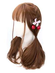 Classic Lolita Wigs Deep Brown Long Straight Blunt Bangs Curls At Ends Synthetic Hair Wigs