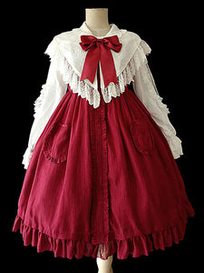 Classic Lolita Cloak Infanta Lace Ruffles Turndown Collar White Lolita Top