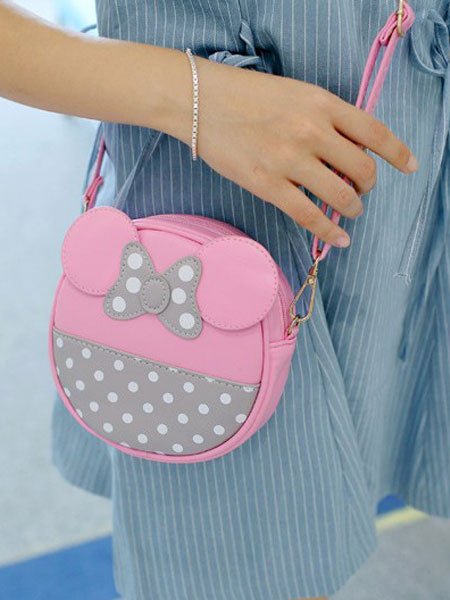 Sweet Lolita Bag Animal Design Bow Print Two Tone PU Pink Lolita Shoulder Bag