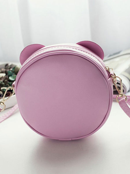 Sweet Lolita Bag Animal Design Bow Print Two Tone PU Pink Lolita Shoulder Bag