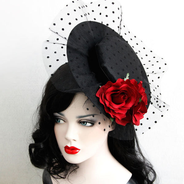 Gothic Lolita Headdress Flower Corduroy Black Lolita Veil