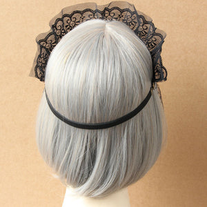 Gothic Lolita Jewelry Lace Jewel Metallic Chain Black Lolita Headdress