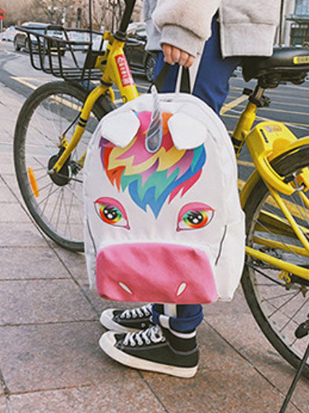 White Lolita Backpack Laser Unicorn Sequin Canvas Lolita Bag