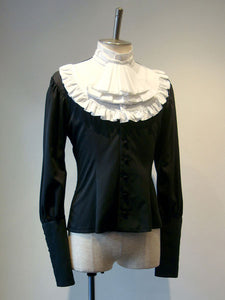 Gothic Lolita Shirt Ruffle Lace Up Detachable Collar Cotton Lolita Top