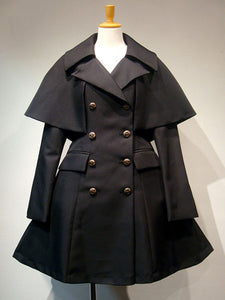 Gothic Lolita Overcoat Double Breasted Poncho Design Button Black Lolita Winter Coat