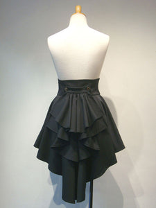 Gothic Lolita SK Laceuo High Low Layered Ruffle Black Lolita Skirt