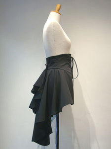 Gothic Lolita SK Laceuo High Low Layered Ruffle Black Lolita Skirt