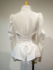 Gothic Lolita Shirt Ruffle Lace Up Button White Lolita Top