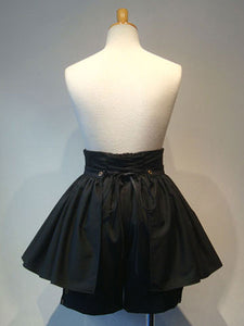 Gothic Lolita Shorts Metallic Button Lace Up Pleated Black Detachable Lolita Culottes