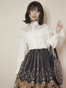Classic Lolita Shirt Lace Trim Ruffle Cotton White Lolita Blouse