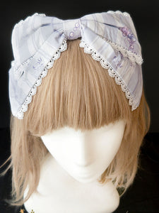 Sweet Lolita Headdress Infanta Maiden Room Lace Trim Bow Print Lolita Hair Accessory