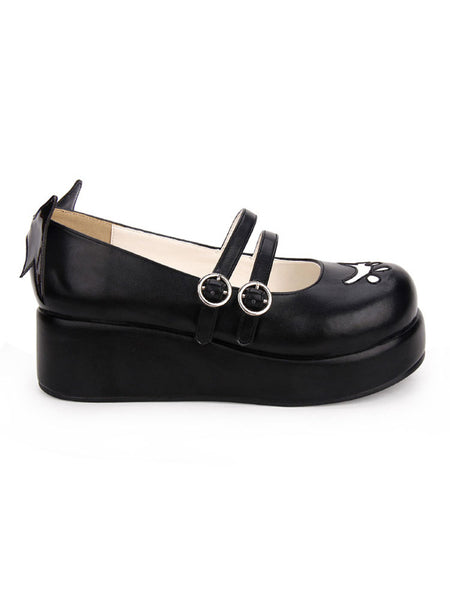 Sweet Lolita Pumps Strappy Buckle Cut Out Wing Lolita Flatform Shoes