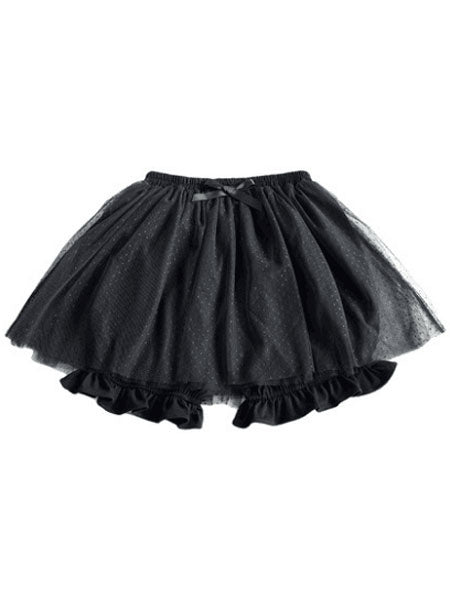 Classic Lolita Bloomer Tulle Polka Dot Cotton Black Lolita Shorts