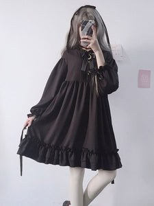 Classic Lolita OP Dress Ruffle Bow Black Lolita One Piece Dress