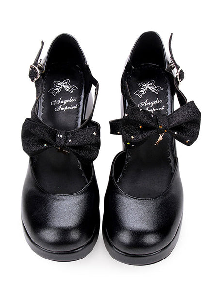 Sweet Lolita Shoes Bow Starlet Strappy PU Lolita Flatform Shoes