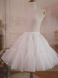 White Lolita Underskirt Voile Ruffle Pleated Lolita Petticoat Skirt