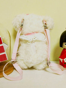 Sweet Lolita Handbag Embroidered Bow Plush White Lolita Backpack