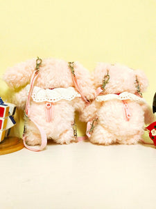 Sweet Lolita Backpack Embroidered Bow Plush Two Way Pink Lolita Bag