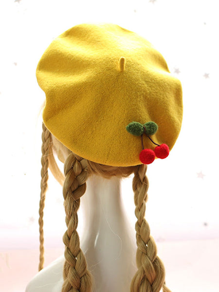 Sweet Lolita Beret Cherry Wool Lolita Hat