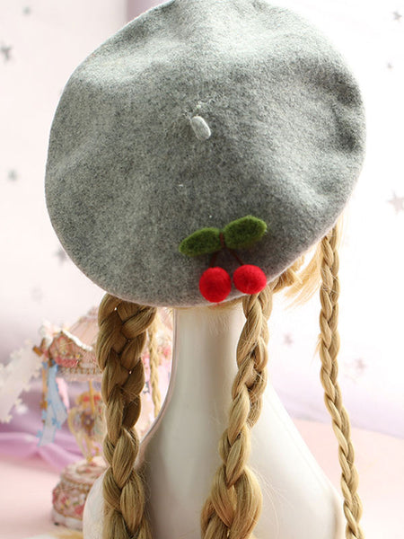 Sweet Lolita Beret Cherry Wool Lolita Hat