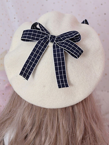 Sweet Lolita Beret Bow Floral Wool Lolita Hat